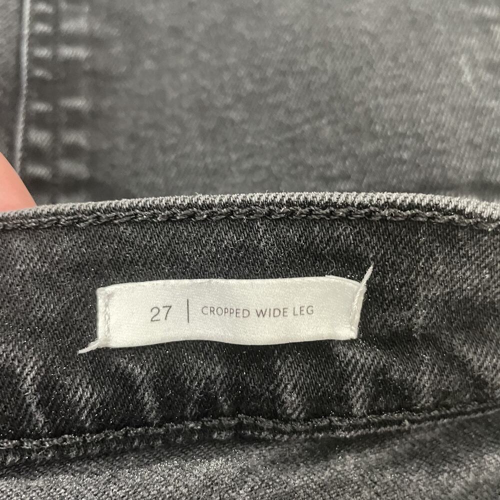 BLDWN Jeans Womens 27 Black Cropped Wide Leg Exposed Button High Rise USA - Picture 8 of 15